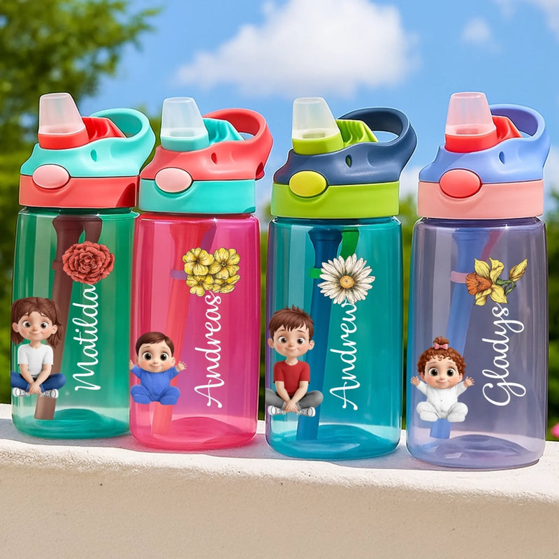 Personalized 16oz Plastic Kids Water Bottle - Back To School Gifts For Kids - Grow With Every Sip