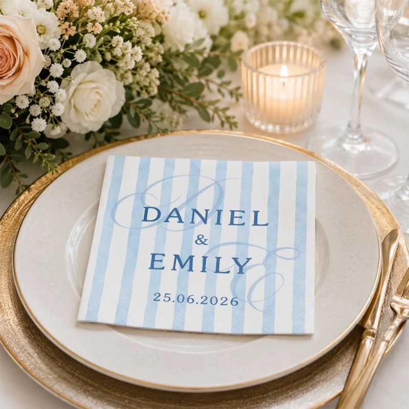 Personalized Cocktail Napkins – Wedding Keepsake Decor – Just Married, Still Smiling