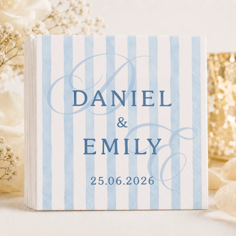 Personalized Cocktail Napkins – Wedding Keepsake Decor – Just Married, Still Smiling