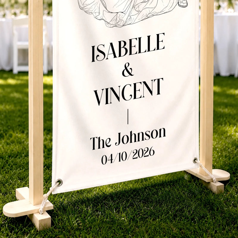 Personalized Photo Welcome Banner – Anniversary Wedding Gifts For Couple, Husband And Wife – A Beautiful Beginning To Forever