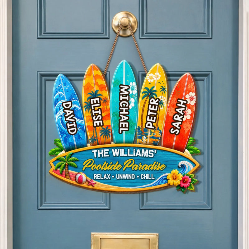 Personalized Wood Sign – Poolside, Summer Gift For Family – Our Paradise