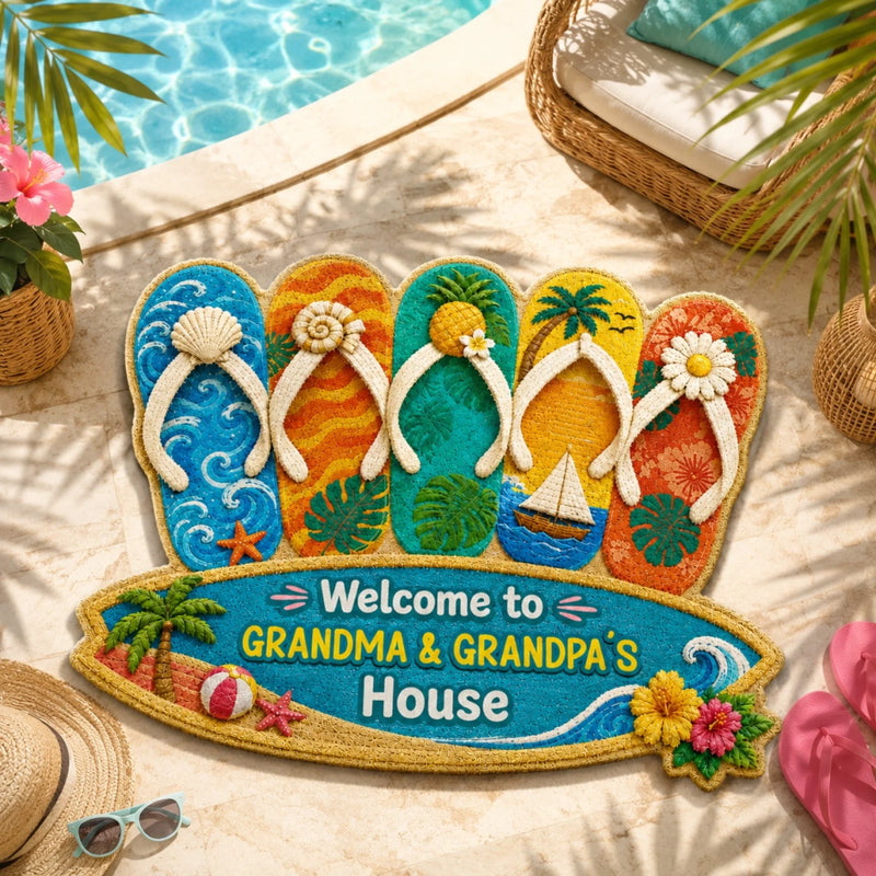 Personalized Shaped Doormat – Summer Gift For Grandma, Grandpa, Family – Beach Days With Grandkids