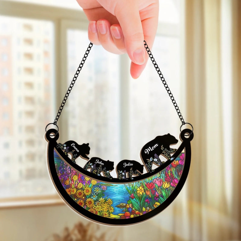Personalized Window Hanging Suncatcher Ornament – Birthday Gifts For Mom, Grandma – Our Little World Is Full Of Love