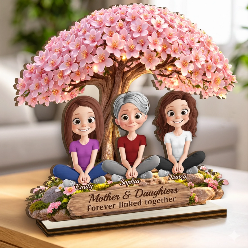 Personalized 2-Layered Wooden Plaque – Birthday Gifts For Mom, Daughter – A Bond That Blooms Forever