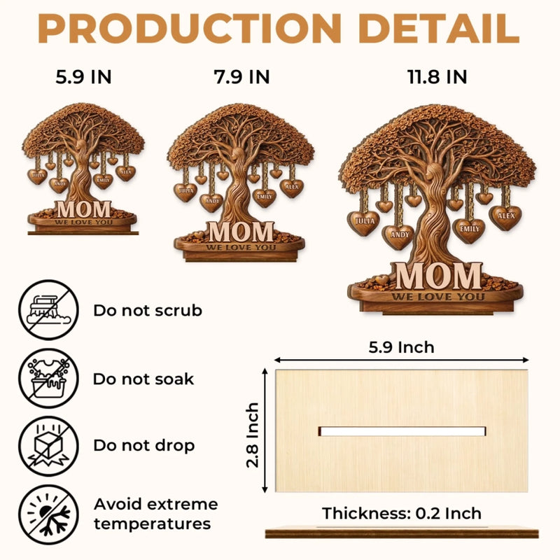 Personalized 2-Layered Wooden Plaque – Birthday Gifts For Mom, Daughter – Love That Branches Forever