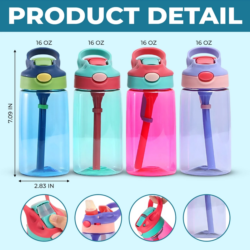 Personalized 16oz Plastic Kids Water Bottle - Back To School Gifts For Kids - School, Here I Come!