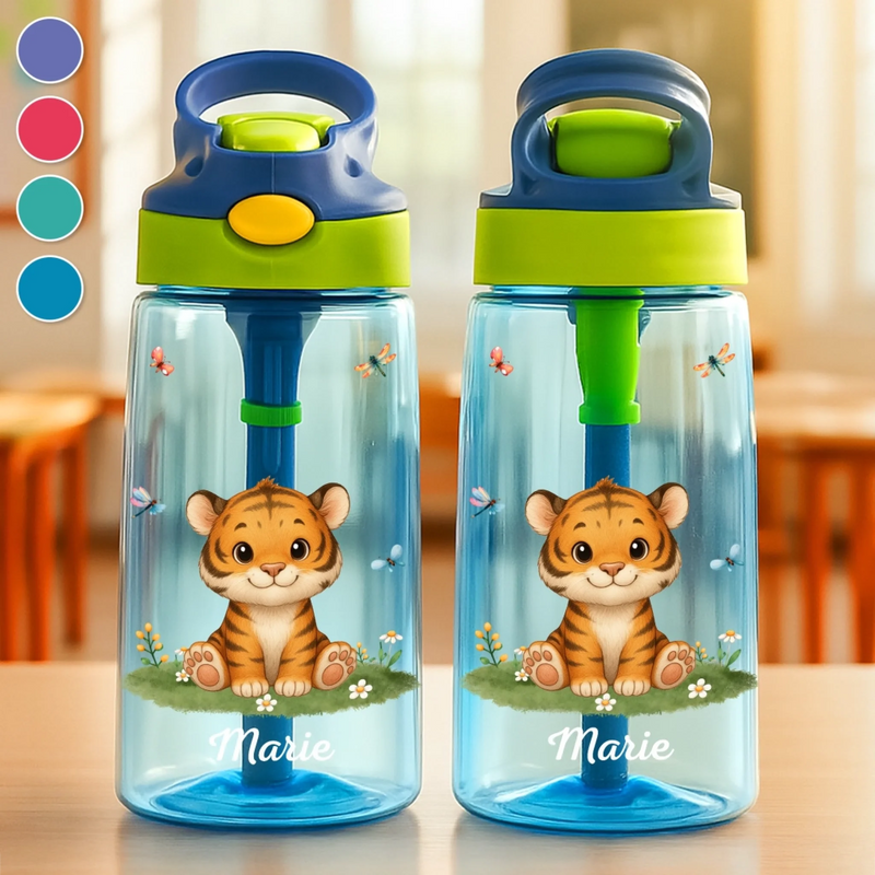 Personalized 16oz Plastic Kids Water Bottle - Back To School Gifts For Kids - School, Here I Come!