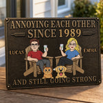 Personalized Home Decor Metal Sign - Anniversary Wedding Gifts For Couple, Pet Lovers - Still Going Strong