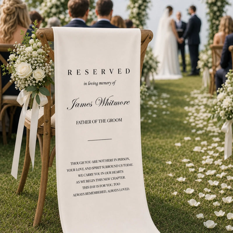 Personalized Wedding Chair Sign - Sympathy Gift For Brides & Grooms - In Loving Memory