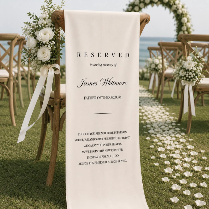 Personalized Wedding Chair Sign - Sympathy Gift For Brides & Grooms - In Loving Memory