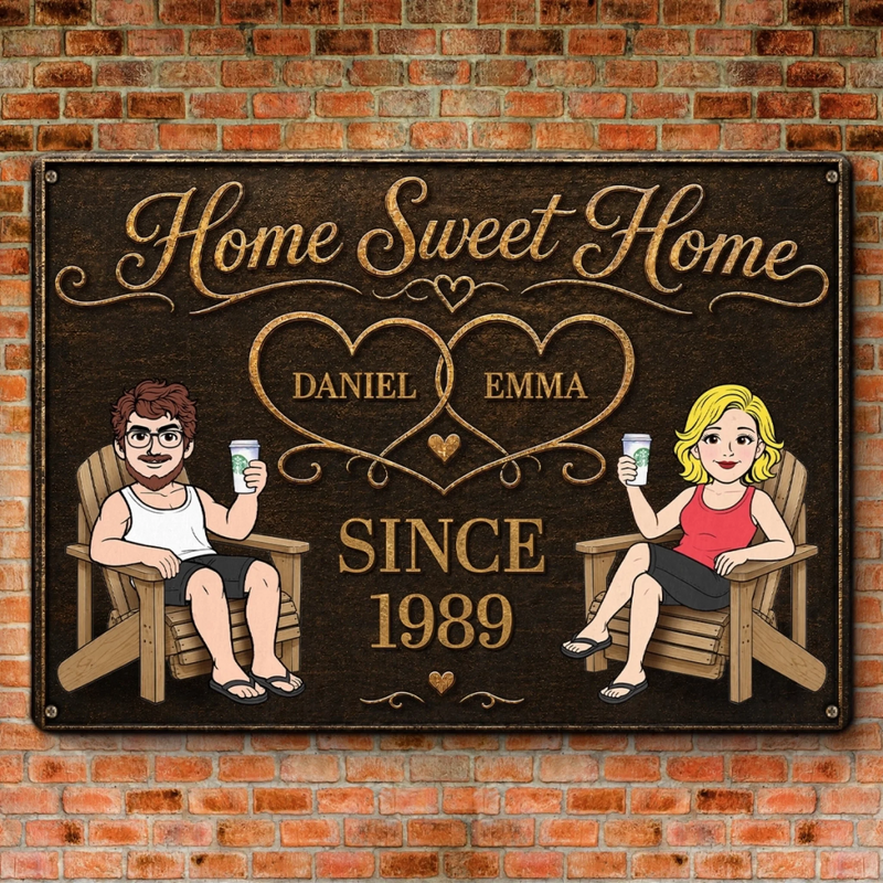Personalized Home Decor Metal Sign - Wedding  Anniversary Gift For Couple - Let's Wing It Together