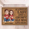 Personalized Home Decor Decorative Mat - Wedding Anniversary Gift For Couple - A Lovely Lady And A Grumpy Old Man Live Here