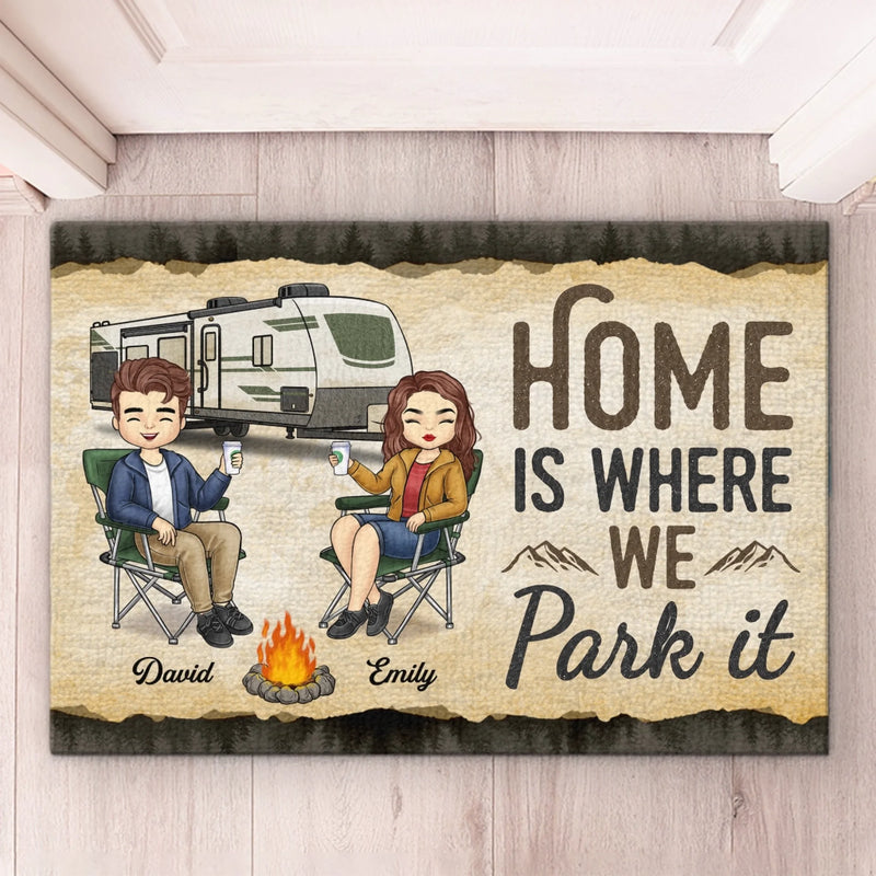 Personalized Home Decor Decorative Mat - Wedding Anniversary Gift For Couple, Campers - Home Is Where We Park It