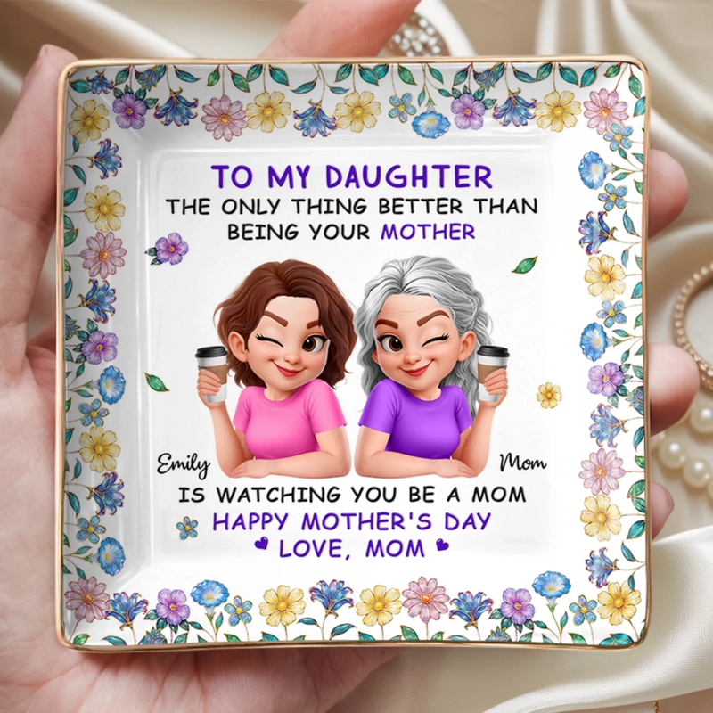 Personalized Full-Print Jewelry Dish - Gifts For Daughter - From Mom With Love