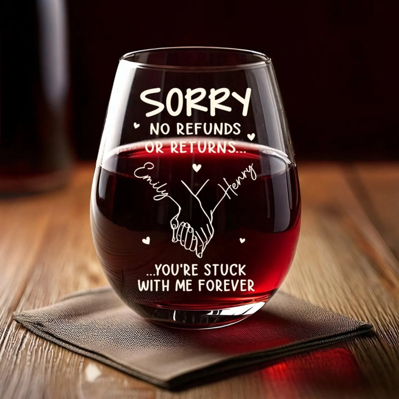Personalized Wine Glass – Anniversary Wedding Gifts For Couple – Stuck With Me Forever