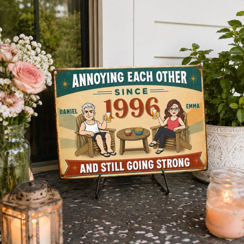 Personalized Home Decor Metal Sign - Anniversary Wedding Gifts For Couple - Love, Laughter & Unlimited Snacks