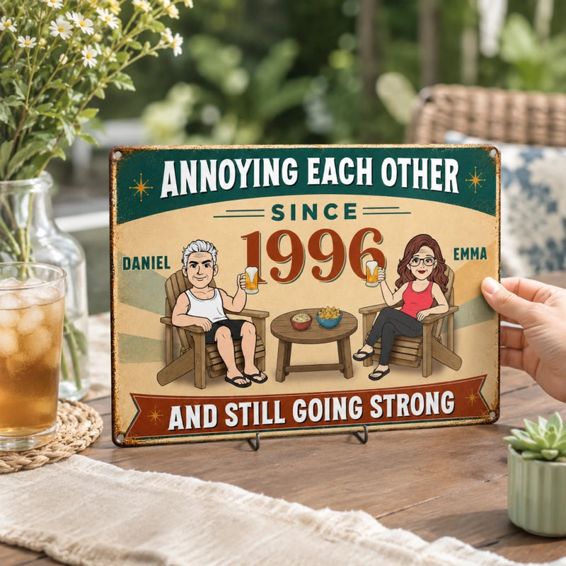 Personalized Home Decor Metal Sign - Anniversary Wedding Gifts For Couple - Love, Laughter & Unlimited Snacks