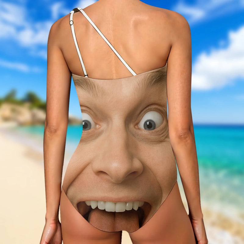 Personalized Photo One Piece Swimsuit - Summer Gifts For Women - Sun Out, Tongue Out