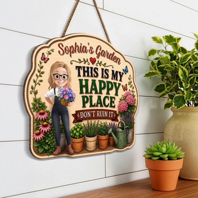 Personalized Wood Sign – Garden Gifts For Gardeners – Happiness Grows Here