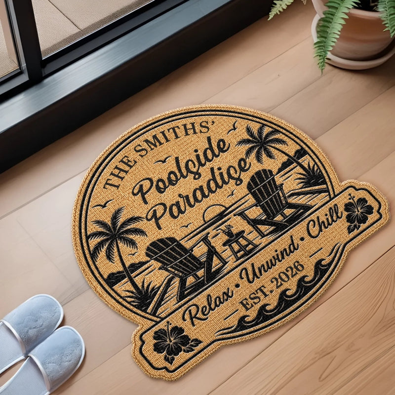 Personalized Shaped Doormat - Anniversary, Summer Gift for Couple - Welcome To Our Oasis