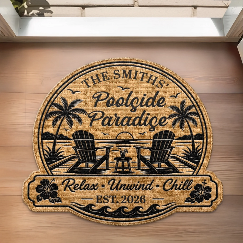 Personalized Shaped Doormat - Anniversary, Summer Gift for Couple - Welcome To Our Oasis