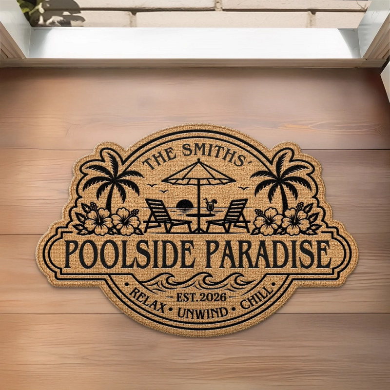 Personalized Shaped Doormat - Anniversary, Summer Gift for Couple - Where Summer Never Ends