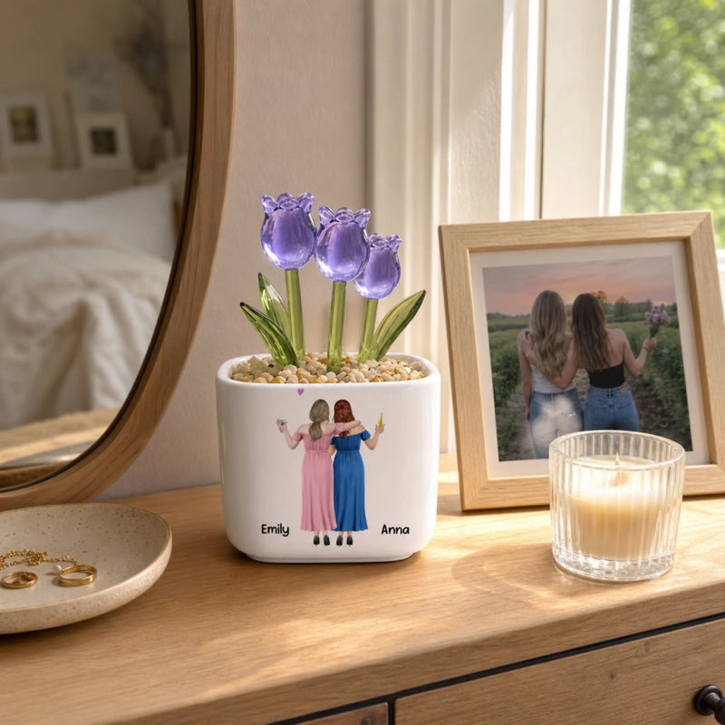Personalized Glass Everlasting Tulips – Custom Gifts For Friends, Bestie – We Are Best Friends copy