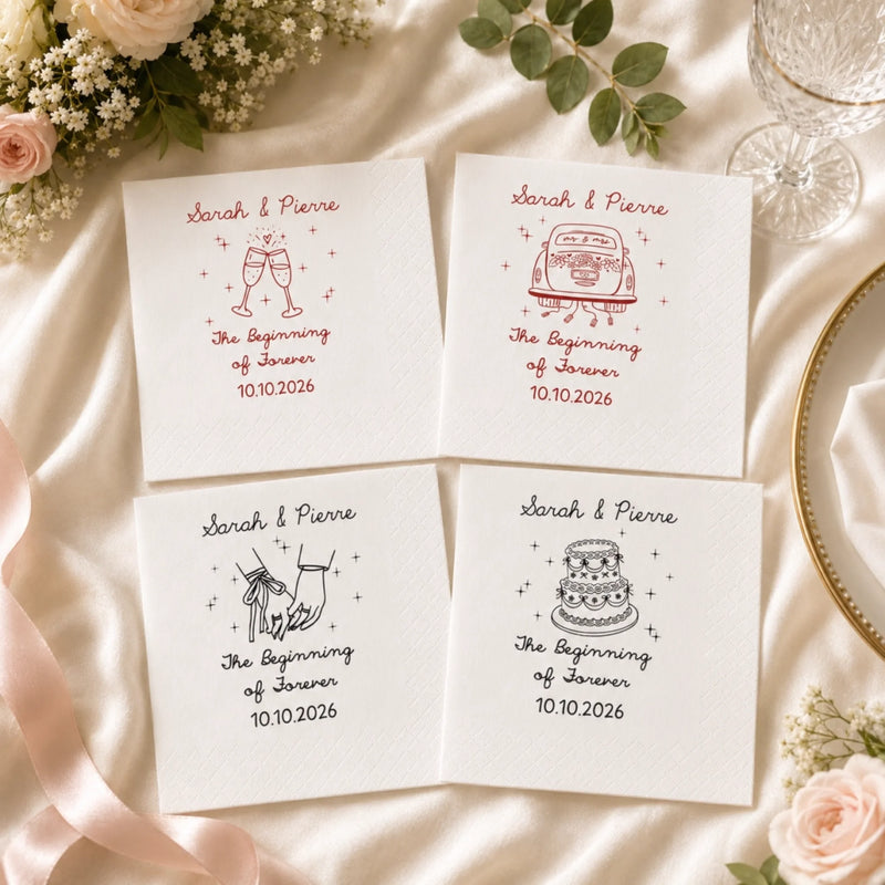 Custom Cocktail Napkins – Personalized Wedding Keepsake Decor -  The Beginning Of Forever