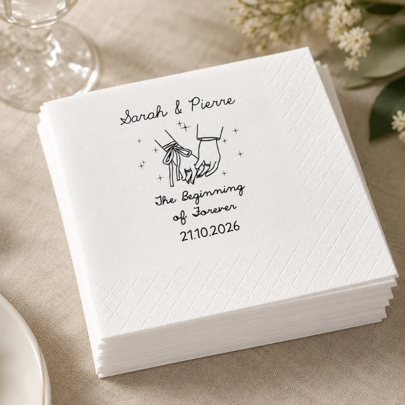 Custom Cocktail Napkins – Personalized Wedding Keepsake Decor -  The Beginning Of Forever