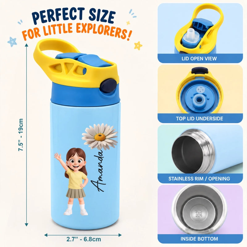 Personalized Kids Insulated Water Bottle – Back To School Gifts For Kids – New Adventures