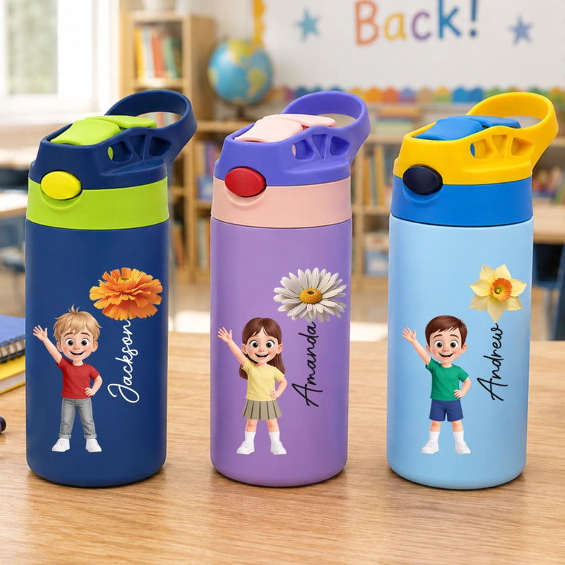 Personalized Kids Insulated Water Bottle – Back To School Gifts For Kids – New Adventures