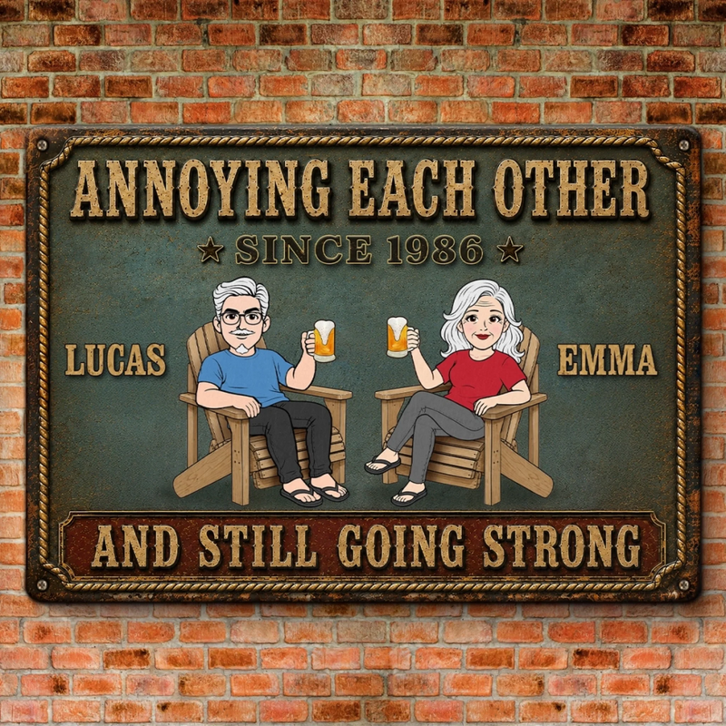 Personalized Home Decor Metal Sign - Wedding Anniversary Gift For Couple - Loving Every Minute