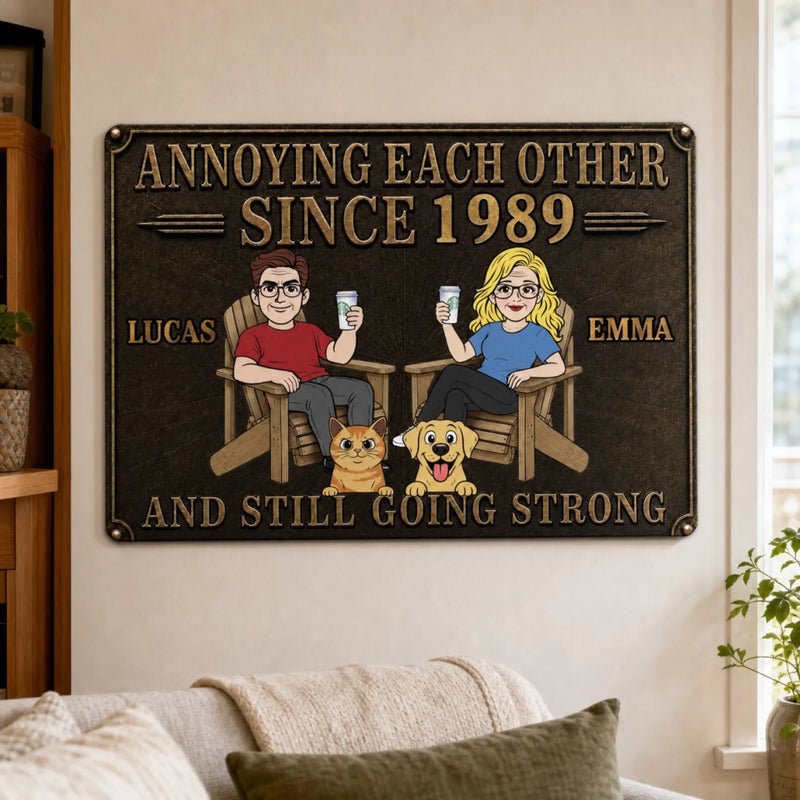Personalized Home Decor Metal Sign - Anniversary Wedding Gifts For Couple, Pet Lovers - Still Going Strong