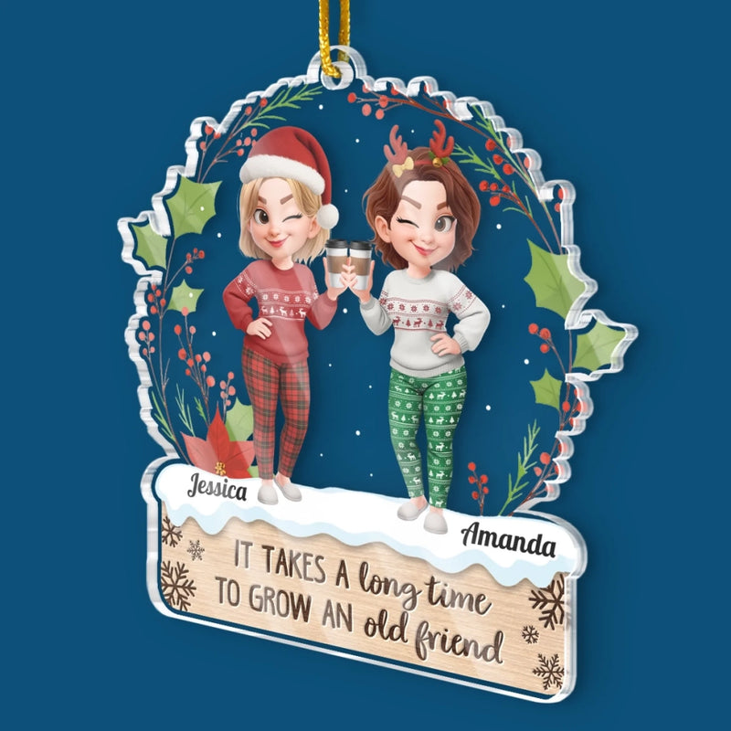Personalized Acrylic Ornament – Christmas Gifts For Women, Sister, Best Friend – Twinkling Lights True Friendship