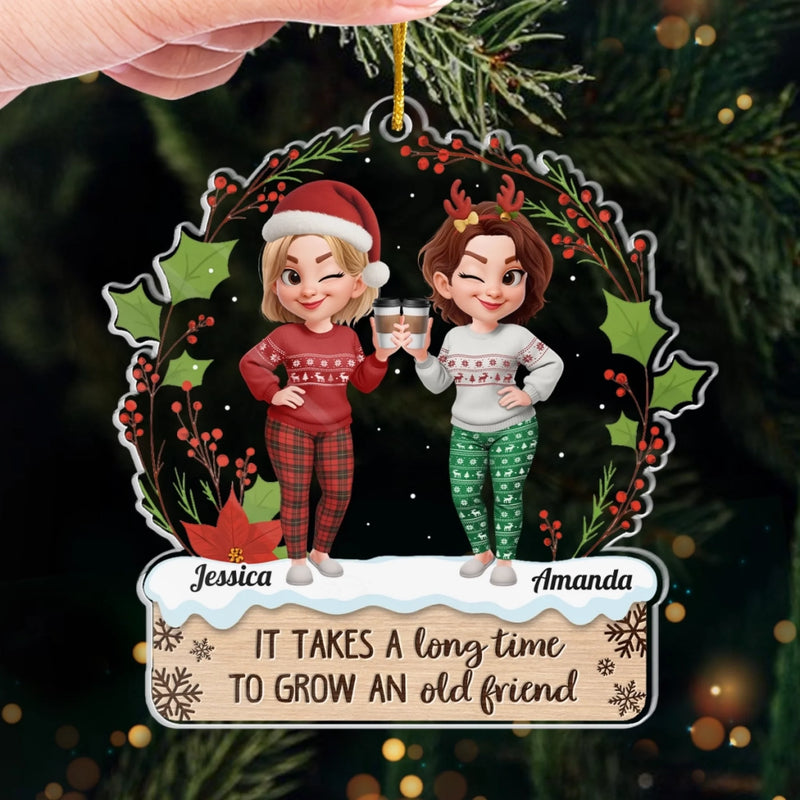 Personalized Acrylic Ornament – Christmas Gifts For Women, Sister, Best Friend – Twinkling Lights True Friendship
