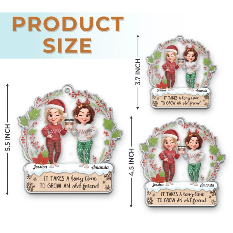Personalized Acrylic Ornament – Christmas Gifts For Women, Sister, Best Friend – Twinkling Lights True Friendship