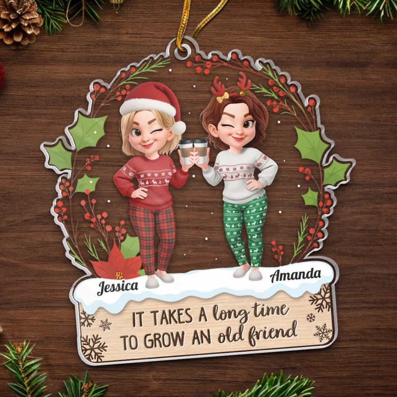 Personalized Acrylic Ornament – Christmas Gifts For Women, Sister, Best Friend – Twinkling Lights True Friendship