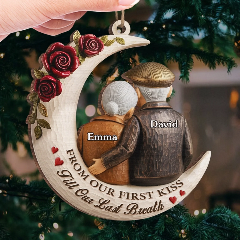 Personalized Wood Ornament – Anniversary,  Christmas Gifts For Couple – Growing Old Staying Gold