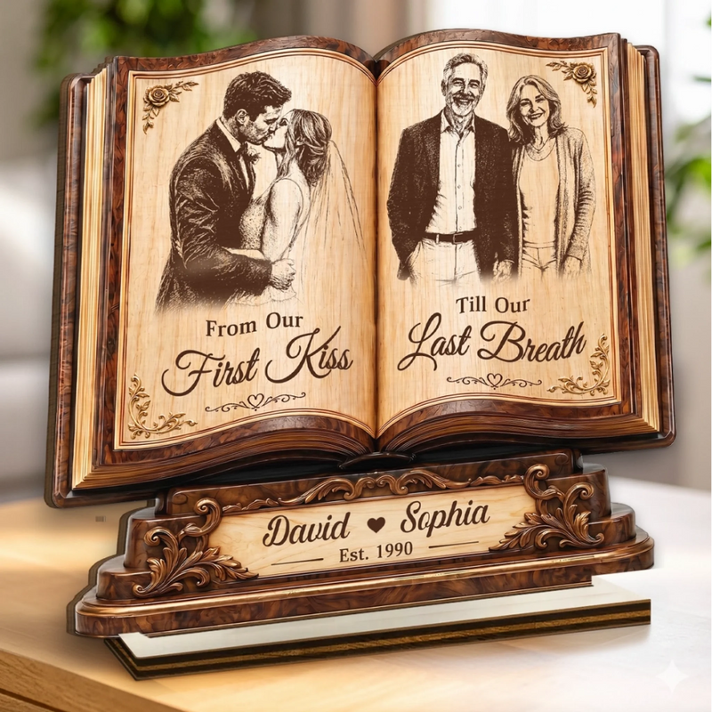 Personalized Photo 2-Layered Wooden Plaque – Wedding Anniversary Gift Couple – Forever Starts With Us