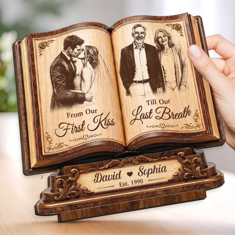 Personalized Photo 2-Layered Wooden Plaque – Wedding Anniversary Gift Couple – Forever Starts With Us