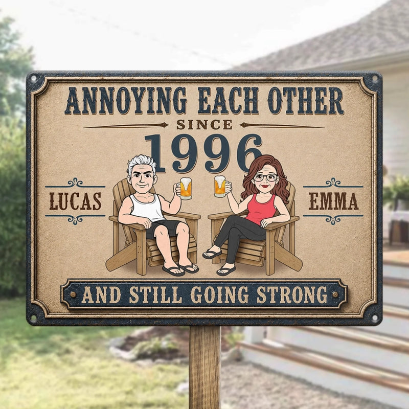 Personalized Home Decor Metal Sign - Wedding  Anniversary Gift For Couple - Growing Older, Loving Deeper
