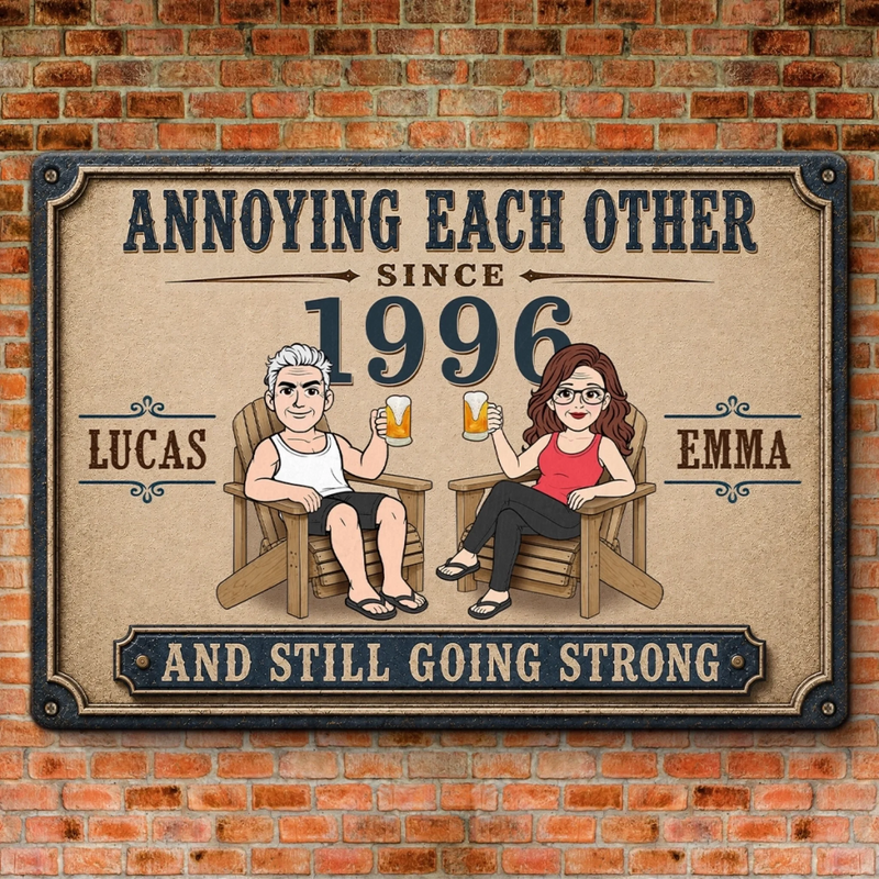 Personalized Home Decor Metal Sign - Wedding  Anniversary Gift For Couple - Growing Older, Loving Deeper
