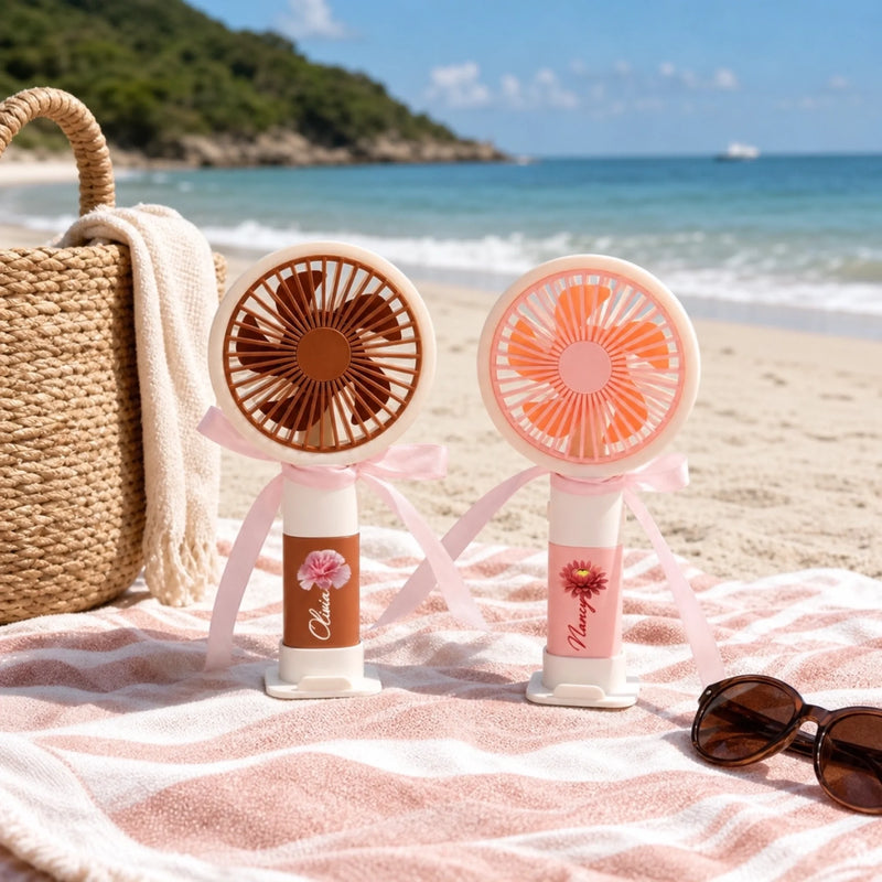 Personalized Handheld Fan – Wedding Party Favor Gift For Guests, Adults – Bridal Party Main Cooling Crew