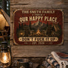 Personalized Home Decor Metal Sign - Anniversary, Camping Gift For Couple, Campers - Welcome to Our Happy Place
