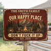 Personalized Home Decor Metal Sign - Anniversary, Camping Gift For Couple, Campers - Welcome to Our Happy Place