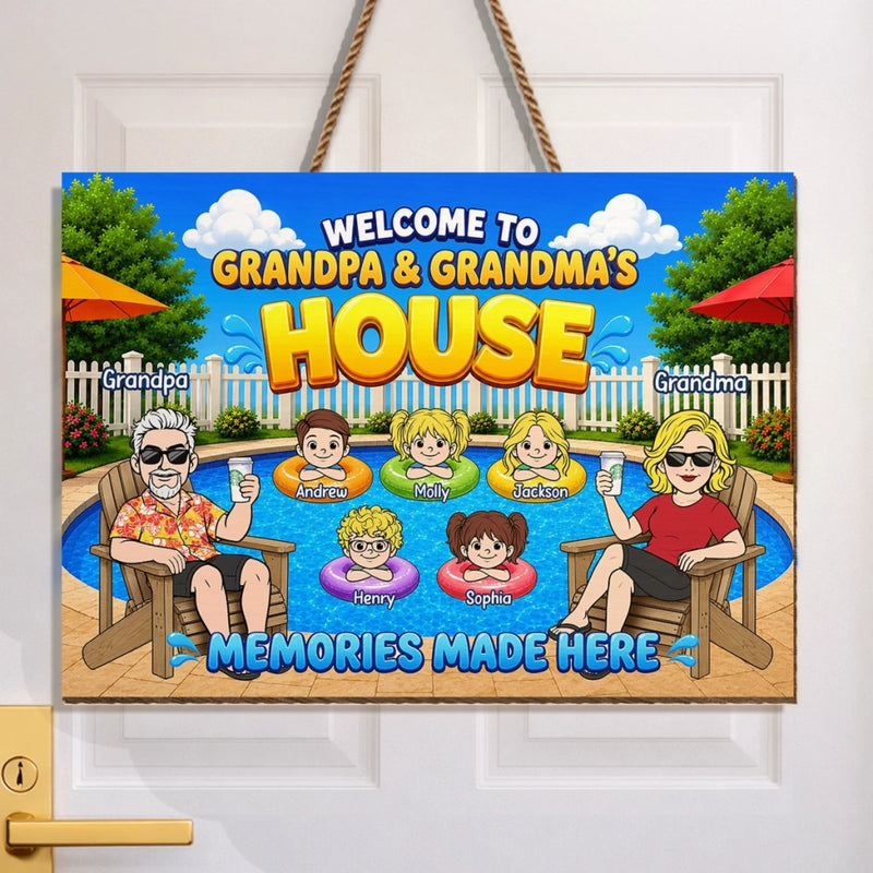 Personalized Wood Sign – Poolside, Summer Gift For Grandma, Grandpa, Family – Chill Vibes Only