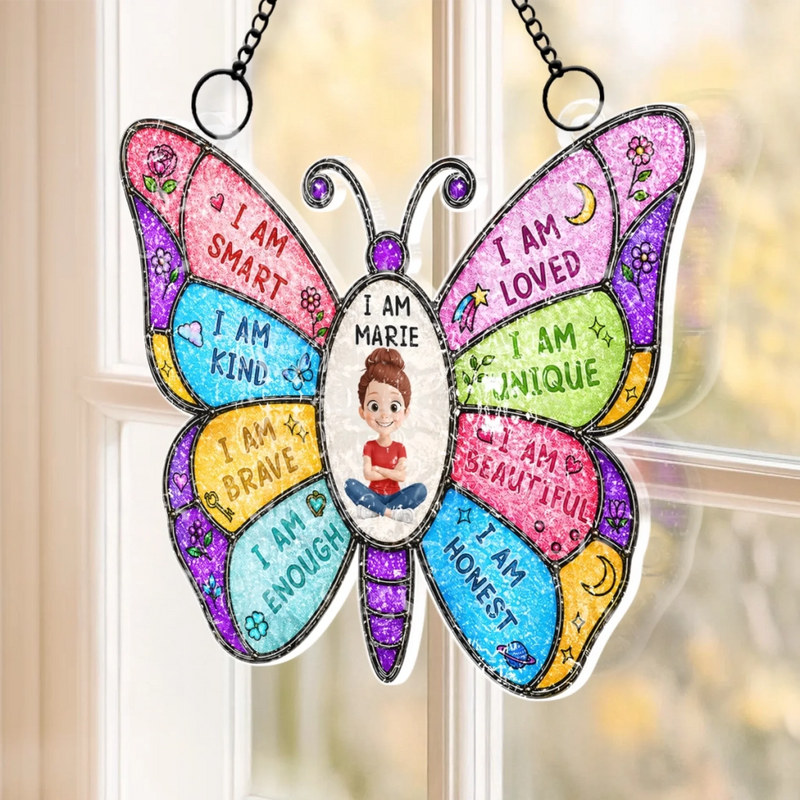 Personalized Wavy Acrylic Window Suncatcher – Gift For Kid, Family – Shine Bright, Little One