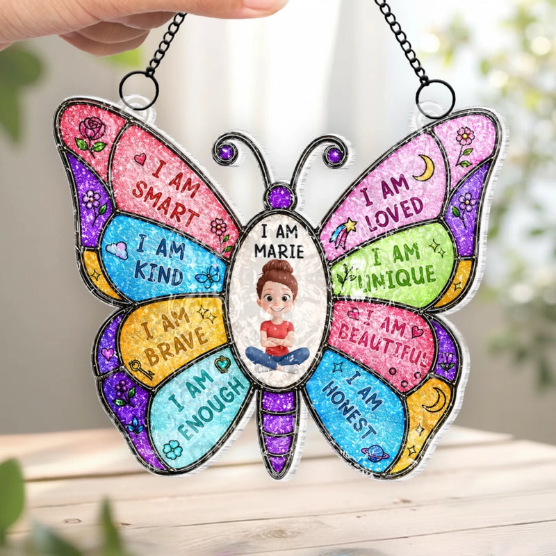 Personalized Wavy Acrylic Window Suncatcher – Gift For Kid, Family – Shine Bright, Little One