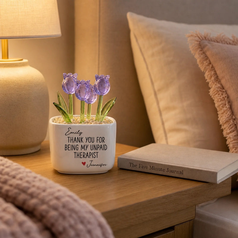 Personalized Glass Everlasting Tulips – Custom Gifts For Bestie, Best Friend - Thank You My Therapist