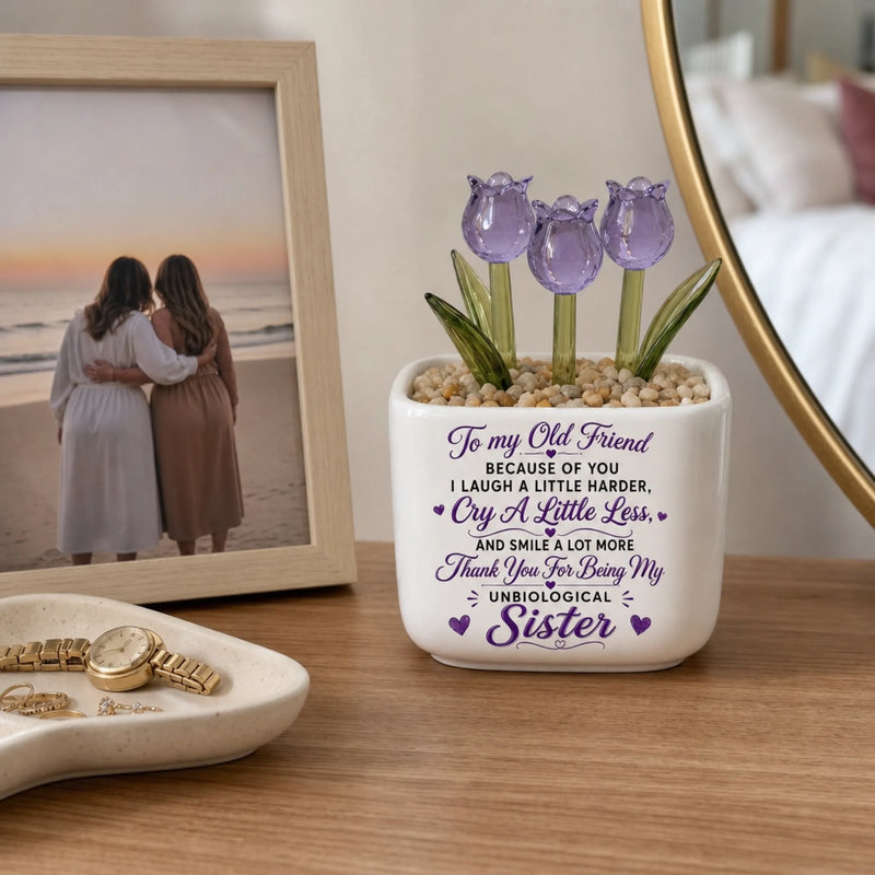 Personalized Glass Everlasting Tulips – Custom Gifts For Bestie, Best Friend - My Unbiological Sister